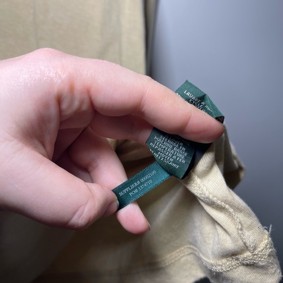 Lauren Ralph Lauren women’s Tan lace up ruffle equastrian 3/4 sleeve top in 2X - Picture 5 of 6